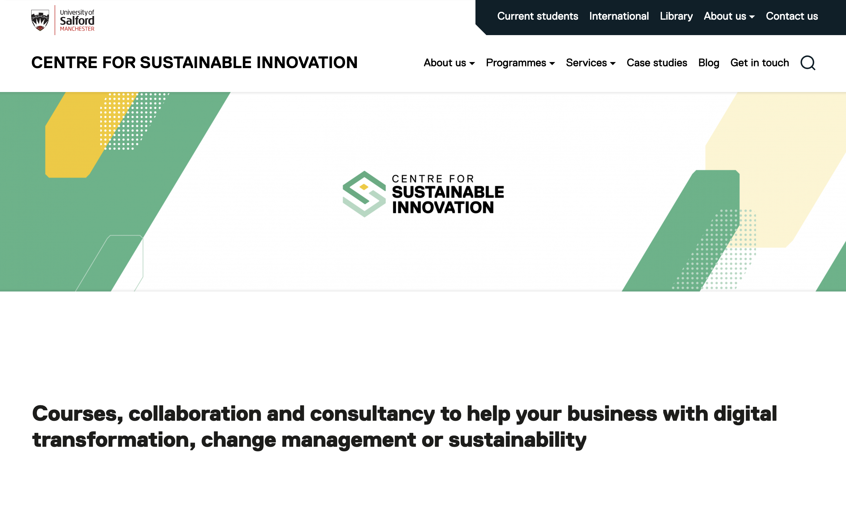 CSI website: rebuilt within the University of Salford's WordPress subsite template.