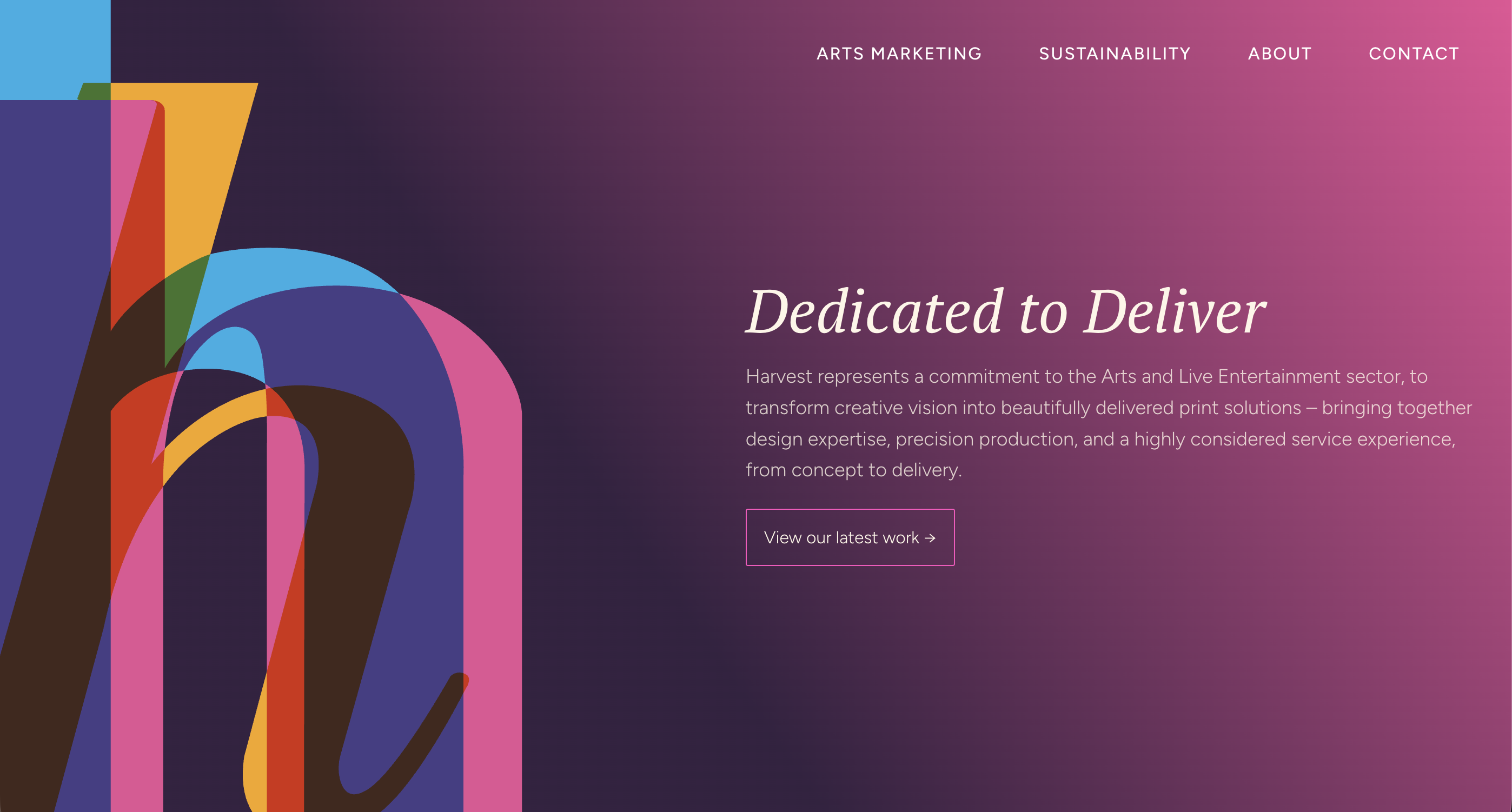 Hero v1: a large logomark on a purple gradient. It looked like a design exercise.