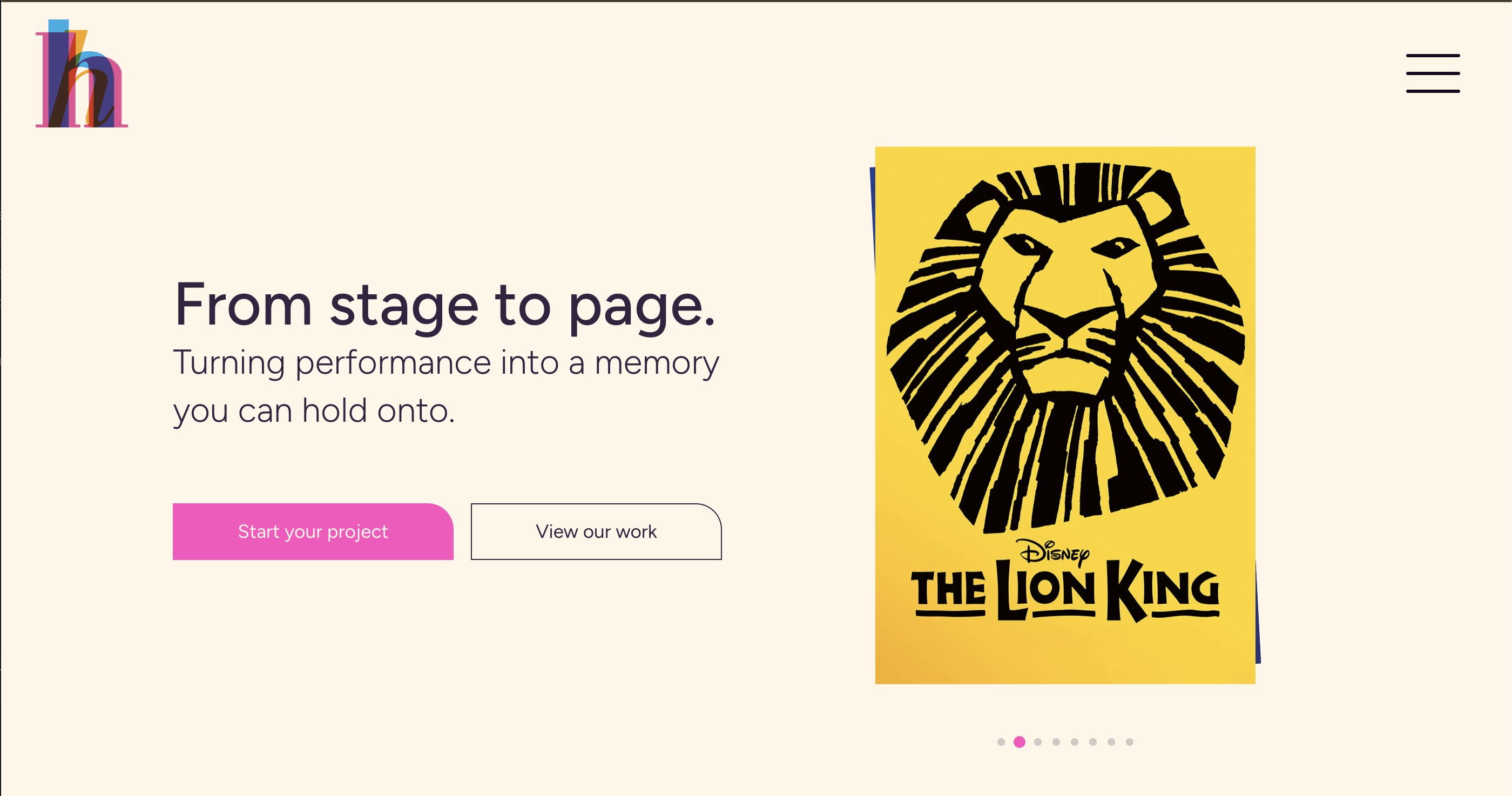 The current Harvest Communications homepage, live.