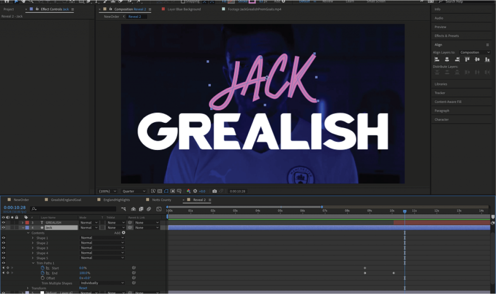 Jack Grealish final frame signature