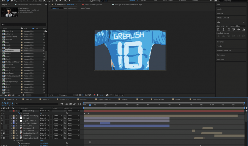 Jack Grealish Shirt Frame in Adobe After Effects